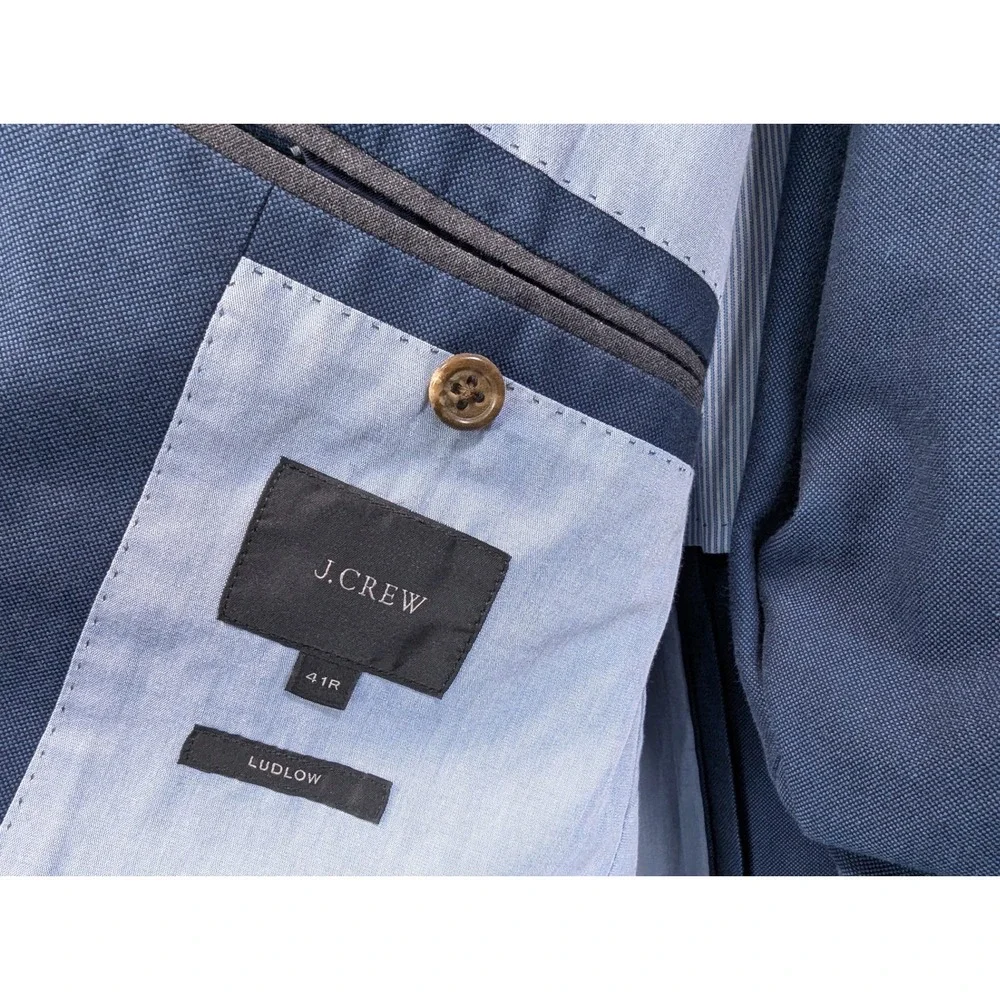 J.Crew Ludlow Suit Set Mens Blue Textured Blazer 41R Trousers 34x32 Italian F...